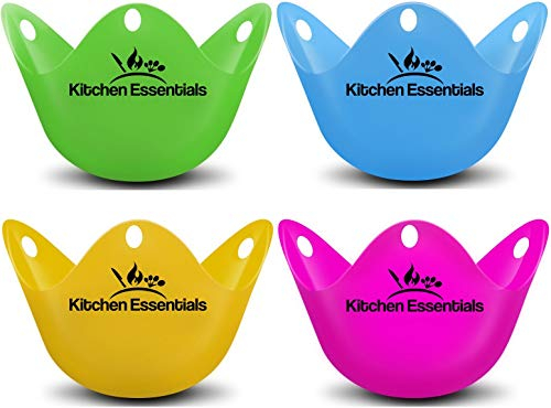 Egg Poacher Cups (4-Pack) for Air Fryer, Pot, Microwave – Premium LFGB Grade Silicone Egg Poachers BPA-Free Easy-Release Poach Pods – Poached Egg Maker Set: Cooker, Boiler Steamer
