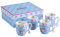 London Boutique k414 COFFEE CUPS ROSE BLUE Kaffeetassen-Set aus feinem Porzellan, Shabby-Chic, Vintage-/Retro-Stil, Flora, Geschenk für sie, 330 ml, Rosenblau, 4 Stück