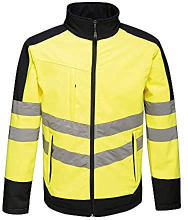 Regatta TRA625 20780 Professional Hi-Vis Waterproof and Breathable Softshell Jacket, Yellow/Navy, XL