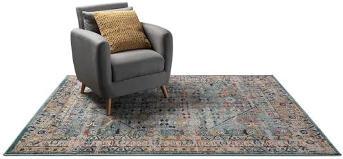 benuta Nest Vintage Teppich Casa - Blau 200x290 cm - Teppich für Wohnzimmer, Schlafzimmer und Flur - Pflegeleicht - Fußbodenheizung Geeignet