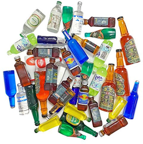 Aabellay 40 Stück Mini Harz Weinflaschen Miniatur Bierflaschen Flaschen Trinken Modell für Schmuck Herstellung Schlüsselanhänger Halskette Armband Ohrringe DIY Brosche Handyhülle - Zufälliger Stil 1
