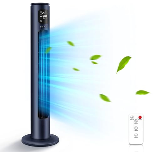 Taylor Swoden Turmventilator Sehr Leise, 24H Timer, Leistungsstarker Ventilator Standventilator mit Fernbedienung & LCD-Bildschirm, 3 Betriebsmodi, 3 Windgeschwindigkeiten, 70° Oszillation Funktion