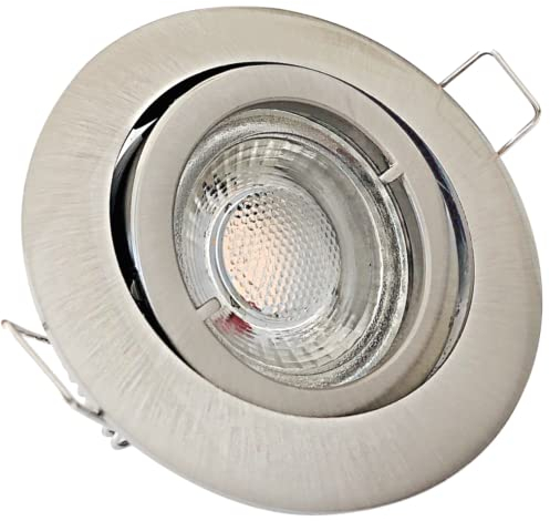 Rolux LED Einbaustrahler IP20 Lana 230V COB 5W Edelstahl geb. 1 Stück Einbauleuchte 3000K Warmweiß Deckenspot