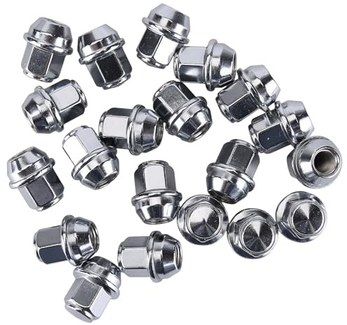 BYNYXI 20 stycken hjulmuttrar förkromade M12 x 1,5 för Ford aluminiumfälg B-Max C-Max II Ecosport Fiesta 6 7 Focus 3 Mondeo slutna hjulmuttrar med 19 mm och 60° konisk sits 46708 5114407 12657 45139