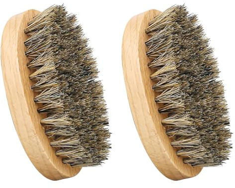 Tiardey 2 cepillos para Barba con cerdas de jabalí para el Cuidado Diario de la Barba para Hombres