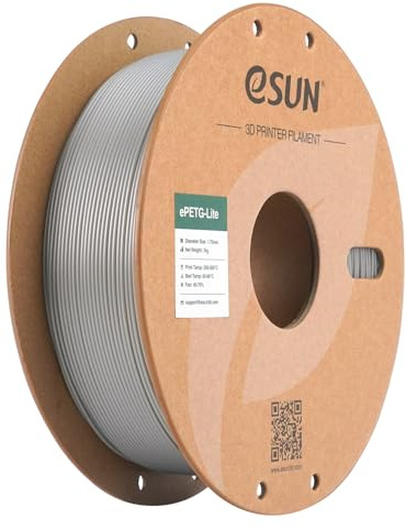 eSUN PETG filamento 1,75 mm, filamento PETG Basic ad alta tenacità, bobina da 1 kg (2,2 libbre) per stampanti 3D, Argento unicolore