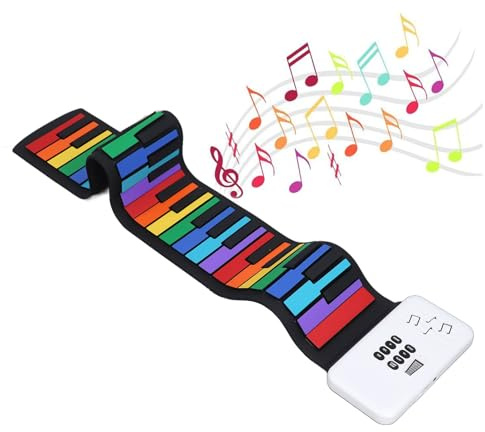 Clavier de Piano Pliable, 49 Touches, Piano Enroulable épais, Silicone étanche, 500 MAh, coloré, Pliable, Musique électronique pour Piano