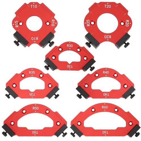 Radius Jig Router Templates Corner with Removable Clip, 7Pcs Corner Radius Template, Arc Cutting Auxiliary Tool for Woodworking Routing R10 R15 R20 R25 R30 R35 R40 R50 R60