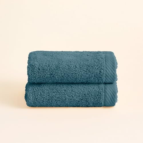 BOHEME | Juego de 2 Toallas de Lavabo Serenity | Zafir | 50x100 | 100% Algodón Peinado | 600 g/m² | Suaves, Absorbentes y de Secado Rápido | Lavables a Máquina | Uso Diario