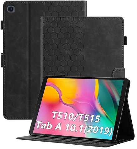 Cicili Hülle für Samsung Galaxy Tab A 10,1 2019 (SM-T510/T515), Flip Case Cover für Samsung Galaxy Tab A 10.1 Zoll 2019 Tablet Folio Schutzhülle mit Tasche Ständer PU Lederhülle - Schwarz