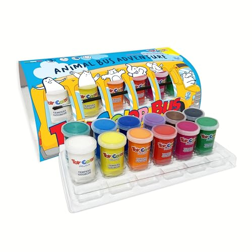 Toy Color Animal Bus Tempera Paint | Pack of 12 x 25 ml | Washable Paints for Kids | Poster Paint