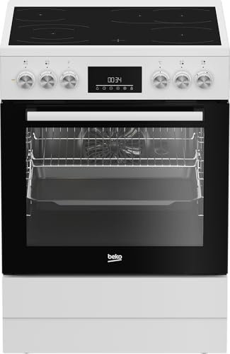 Beko FBM67320WS - Cocina independiente, horno de 60 cm, volumen de 72 l, limpieza a vapor SteamShine, 8 tipos de calefacción, horno multifunción, color blanco