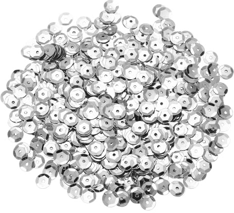 QUARKZMAN 800 Pz Paillette Sciolte A Coppa, 8mm Paillette Rotondo Sciolte Iridescenti Arcobaleno Con Fori - 0.7 Oz (20g) Per Cucito Ricamo Abbigliamento DIY, Tono Argento