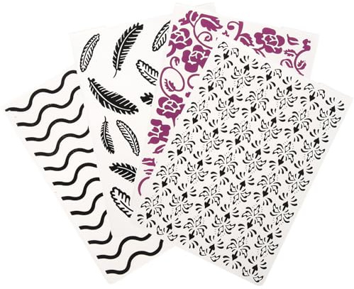 UKCOCO Lot de 4 Gabarits de Gaufrage en Plastique Carré pour Scrapbooking et Loisirs Créatifs, Plaques D'embossage Réutilisables pour Cartes et Décoration Artisanale