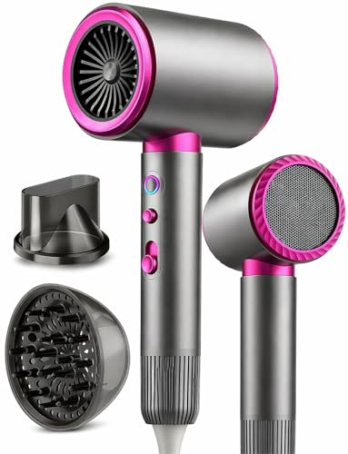 DMTIVMG Phon Capelli Professionale Asciugacapelli 2200W Ionico Motore AC Potente 2 Velocità & 3 Temperature Phon con Diffusore e Concentratore Asciugatura Rapida, Basso Rumore per Casa e Viaggio