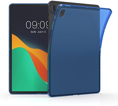 kwmobile Hülle kompatibel mit Samsung Galaxy Tab S7 FE Hülle - weiches TPU Silikon Case transparent - Tablet Cover Blau Transparent