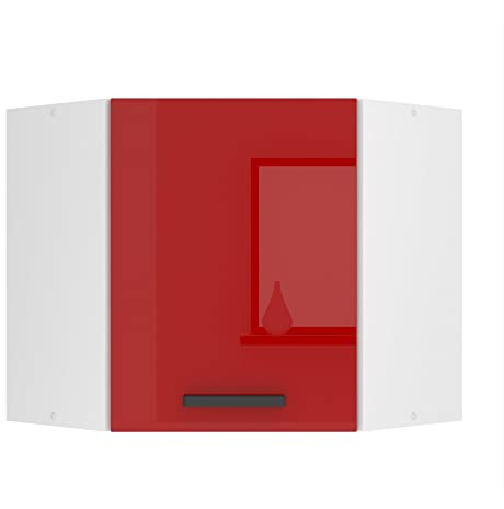 Belini Hängeschrank Küche, Küchenschränke SGN. Breite 60 cm. Oberschrank mit 1 Tür, Küchenhängeschränke, Wandschrank Hängend, Rot Hochglanz