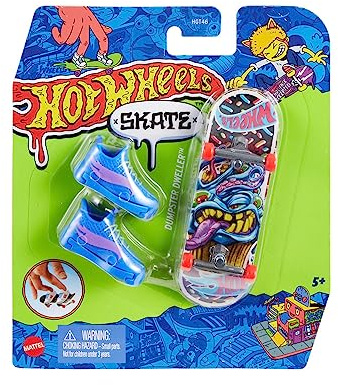 Hot Wheels Tony Hawk Fingerskate Skate HNG44 – Pack of 1 Finger Skateboard + 1 Pair of Trainers Blue