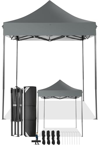 COBIZI Gazebo 2x2 Pieghevole Impermeabile senza Parete Laterale,Gazebo Esterno Resistente,Tende per Gazebos,Tendone Padiglione Pop Up per Feste Campeggio (2 per 2m Grigio)