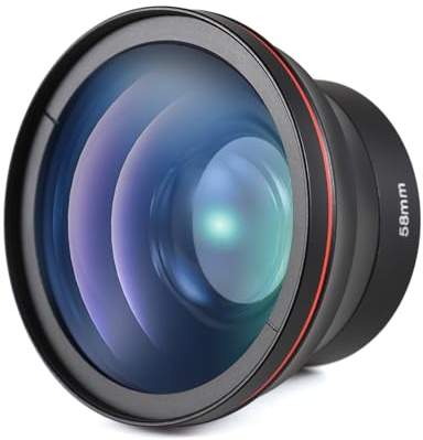 Camnoon Juego de lentes de cámara de 58 mm con lente gran angular 0,43X + lente macro de repuesto para Canon EOS 70D/77D/80D/1100D/700D/650D/600D/550D/300D/100D, Canon Rebel T7/T7i/T6i/T6s/T6/SL2/SL3