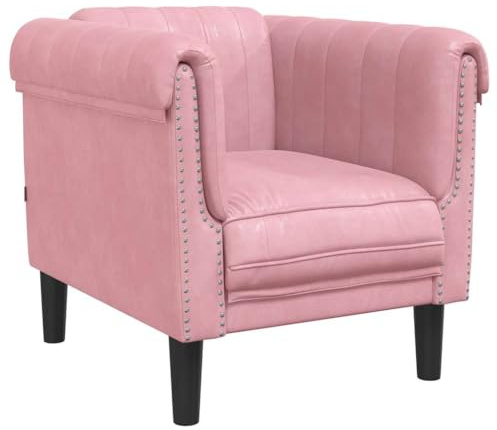 vidaXL Sillón, Silla Tapizada con Respaldo Reposabrazos, Sofá de Descanso Relax Televisión, Asiento para Salón Hogar, Terciopelo Rosa