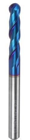 QUARKZMAN Fresa Sfera Fresatrice CNC, Raggio 1/8 Gambo 1/4 Carburo Tungsteno Rivestito Nano, Spirale 2 Taglienti, Utensile Fresatura, Diametro 1/4, Lunghezza Totale 3