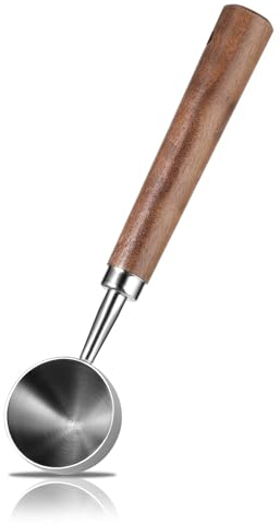 cobee Cucchiaio dosatore per caffè, in acciaio inossidabile 304, capacità 10 g, cucchiaio per espresso con lungo manico in legno, utensile da cucina, misurino per misurare (argento)