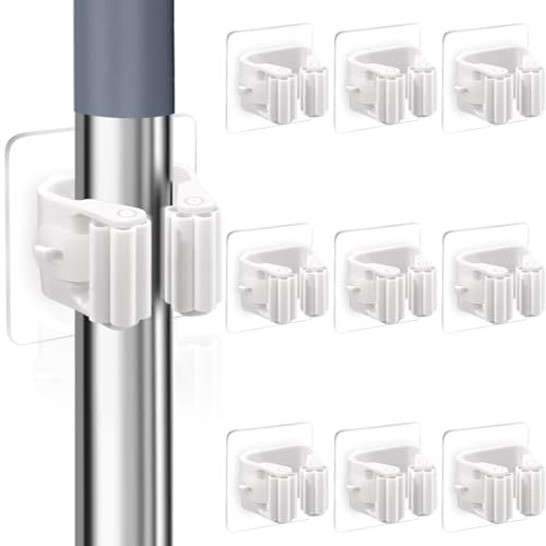 XIANGLONGY 10 Pezzi Porta Scope Parete Adesivo, Porta Scopa da Parete Senza Forare, Porte Scope Adesivo, per Cucina, Scale, Bagno, Garage