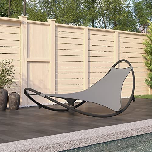 ShGaxin Tumbona Mecedora con Ruedas, Sillas Playa, Tumbonas Jardin, Hamacas Y Tumbonas, Sillas De Jardín, Tumbonas Piscina, Acero y Tejido textilene Gris