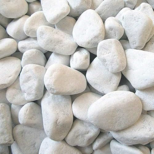 Ciottoli Bianco Valle D'Itria Pietre Sassi Naturali Decorativi Giardini Aiuole Vasi Confezioni in Sacchi (5, 40/60 mm)