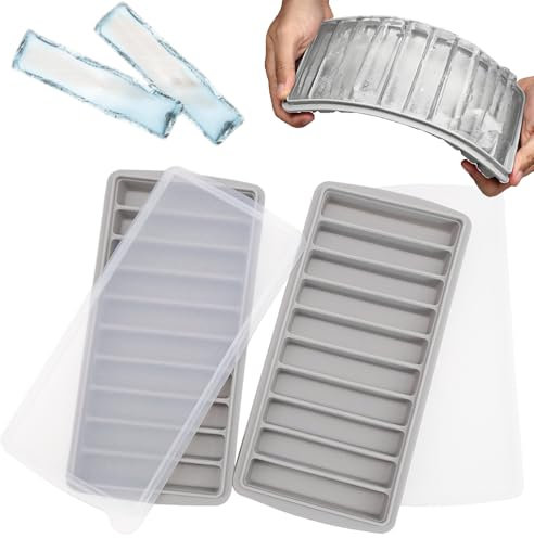JJQHYC 2 Piezas Bandeja de silicona para cubitos de hielo, Cubiteras de hielo larga para botella de agua, moldes de cubitos de hielo de fácil liberación con tapa