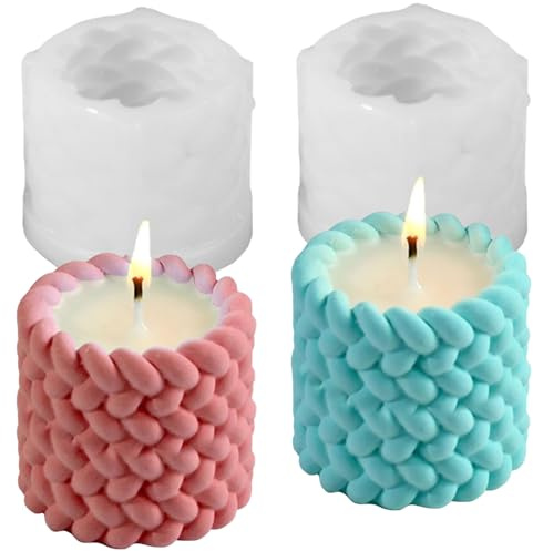 2 Stück Kerzenhalter Silikonform, Silikon-Gießformen für Kerzen & Blumentöpfe- Teelichthalter Formen für Beton/Gips/Epoxidharz, wiederverwendbare Gießformen Silikon