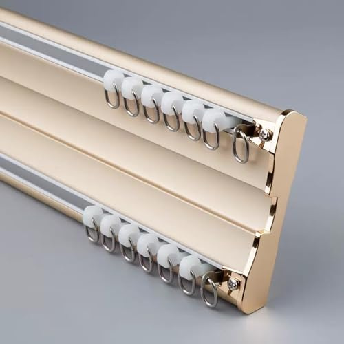 C C spårsats aluminium C skena C montering C Ra för C dubbel C spår rumsavdelare C spår rak skena (storlek: 1 m Färg: Guld)