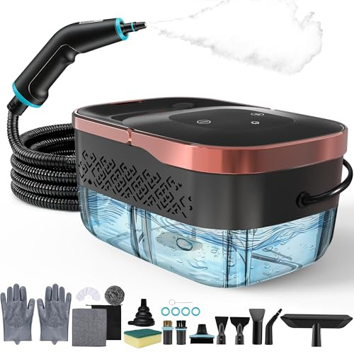Steam Cleaner, 4 Bar High Pressure Steamer with 6-Level Adjustable, 15s Heat-Up, 42.7oz Large Tank, 7ft Extended Hose, 18 pcs Accessories, Portable Steam Cleaner for Home, Car, Tile, Grout, Grease