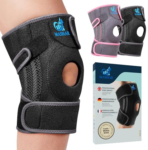 Professional Knee Brace with Side Stabilizers & Patella Gel Pads – Adjustable Knee Support for Men & Women – Joint Pain Relief, Injury Recovery, Arthritis, Meniscus Tear, ACL, Running (Gray, S)
