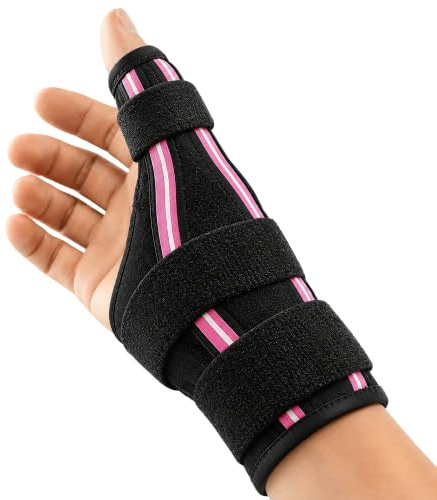 EASICUTI Thumb Support for Arthritis, Thumb Splint Wrist Brace Left Hand or Right Hand for Trigger Fingers, Tendonitis, Sprains, Pain Relief, Fits Women & Men, Breathable and Soft, Black/Pink