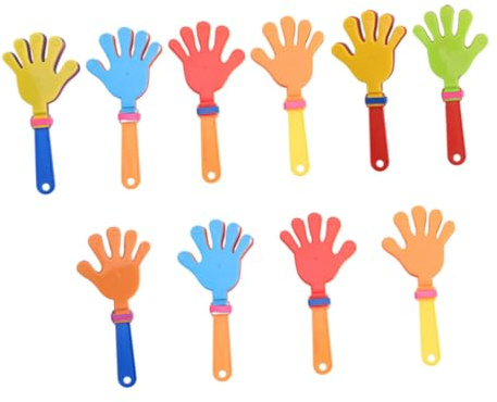WEKAMOS Aplaudidores de Mano de Plástico Grandes 28 Cm, Set de 10 Piezas para Fiestas y Eventos, Juguetes Accesorios Ruidosos para Animar Partidos y Celebraciones Color Color Aleatorio