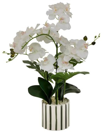 ATMOSPHERA CREATEUR D'INTERIEUR - Fiore artificiale di seta asia orchidea h81 cm vaso in gres verde