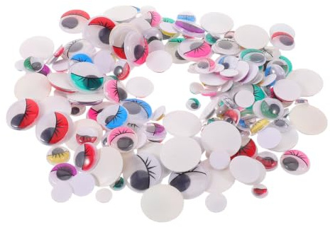 COHEALI Self Adhesive Wiggle Eyes Stick Securely and Remain Neat 250pcs with Preinstalled Eyelashes Round PVC Googly Eyes with Smooth Edges for DIY Crafts for Scrapbooking Decorations