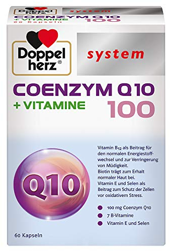 Doppelherz system COENZYM Q10 100 + VITAMINE – Mit Vitamin B1 und Vitamin B12 als Beitrag zur normalen Funktion des Energiestoffwechsels und Nervensystems – 60 Kapseln