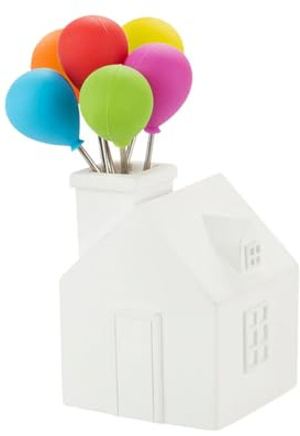 Balvi Forchettina aperitivo House Balloon Colore bianco forchettine in acciaio inox Per dolci e snack