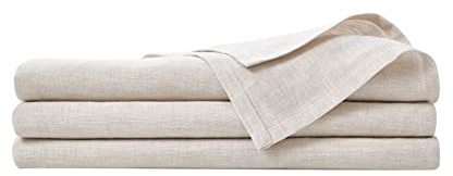 DAPU 100% French Linen Tablecloth 140 x 220 cm for Kitchen Dinning Tabletop (Natural Linen Colour/Beige)