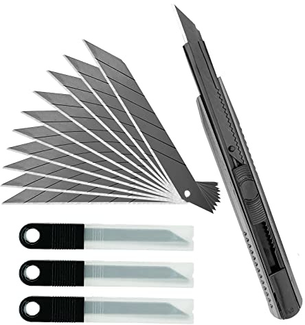 Umaki Black 9mm Utility Vinyl Knife Film Cutter Tool with 30 piece Snap off Blades, Cutting Knife for Vinyl Tinting Film Wrapping