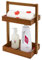 Utoplike Teak Wood Shower Caddy Corner, 2 Tier Organiser Countertop, Standing Storage Rack with Handle, Wooden Shampoo Basket in Bathroom, Kitchen Desktop