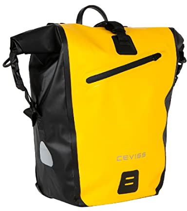 Fahrradtasche gelb/schwarz Packtasche 25 L Gepäckträgertasche Wasserdicht Schnellverschluss