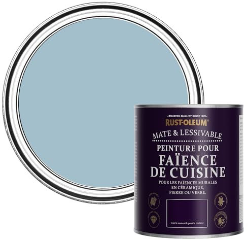 Rust-Oleum Peinture Bleue Résistante à l'eau pour Faïence de Cuisine, Finition Mate - Après l'orage 750ml