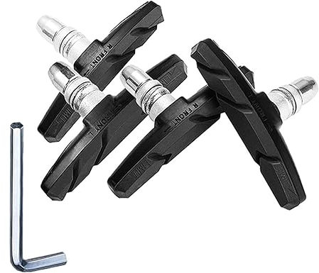 TUHDWJ 2 Pairs V Bike Brake Pads, 70mm V Brake Blocks, Bicycle Brake Blocks Set with Hex Nuts and Spacer, 1 hexagonal spanner included, for Road Bikes Mountain Bikes (Black)