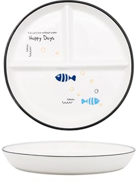 Hoshisea Teller mit Unterteilung, Geteilter Teller Porzella,Snackteller, für Frühstück, Abendessen, Snacks und Desserts