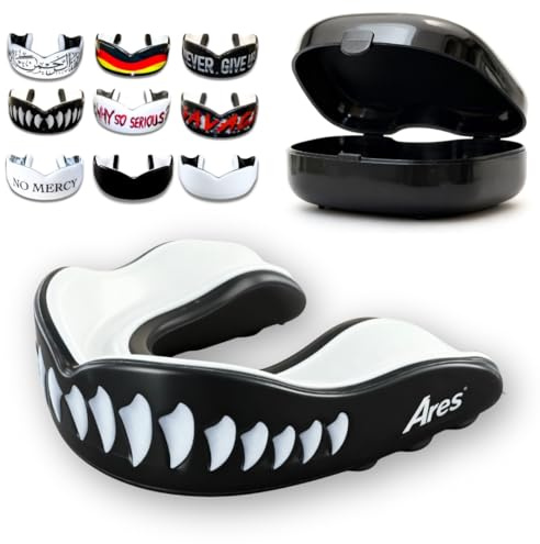 Ares Fightwear® ProLine Mundschutz Boxen inkl. Aufbewahrungsbox für Kampfsport, MMA & Athleten I Maximaler Zahnschutz dank idealer Passform in TOP Qualität I Profi Mouthguard für Herren & Damen