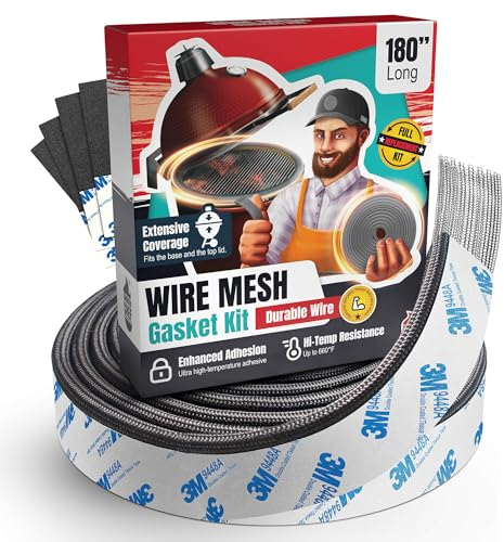 Drahtgitterdichtungssatz passend für Kamado Joe Big Joe – 457,2 cm Fiberglas-Dichtungs-Ersatz-Set – passend für Big Green Egg – Kamado-Zubehör und Ersatzteile – Smoker Seal